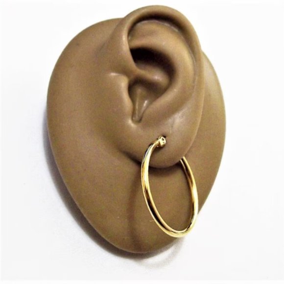 Big 30mm Stainless Steel Hoop Pierced Post Stud Earrings Gold Tone Large Open Po - Picture 5 of 7